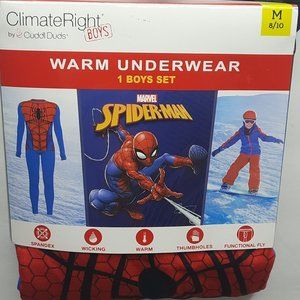 Boys Med Spiderman Thermal Set Winter Bedtime Superhero Cuddlduds Warm Underwear